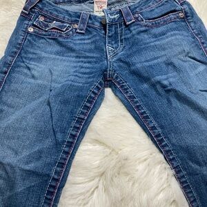 True Religion Denim Skinny Jeans with Red Accents